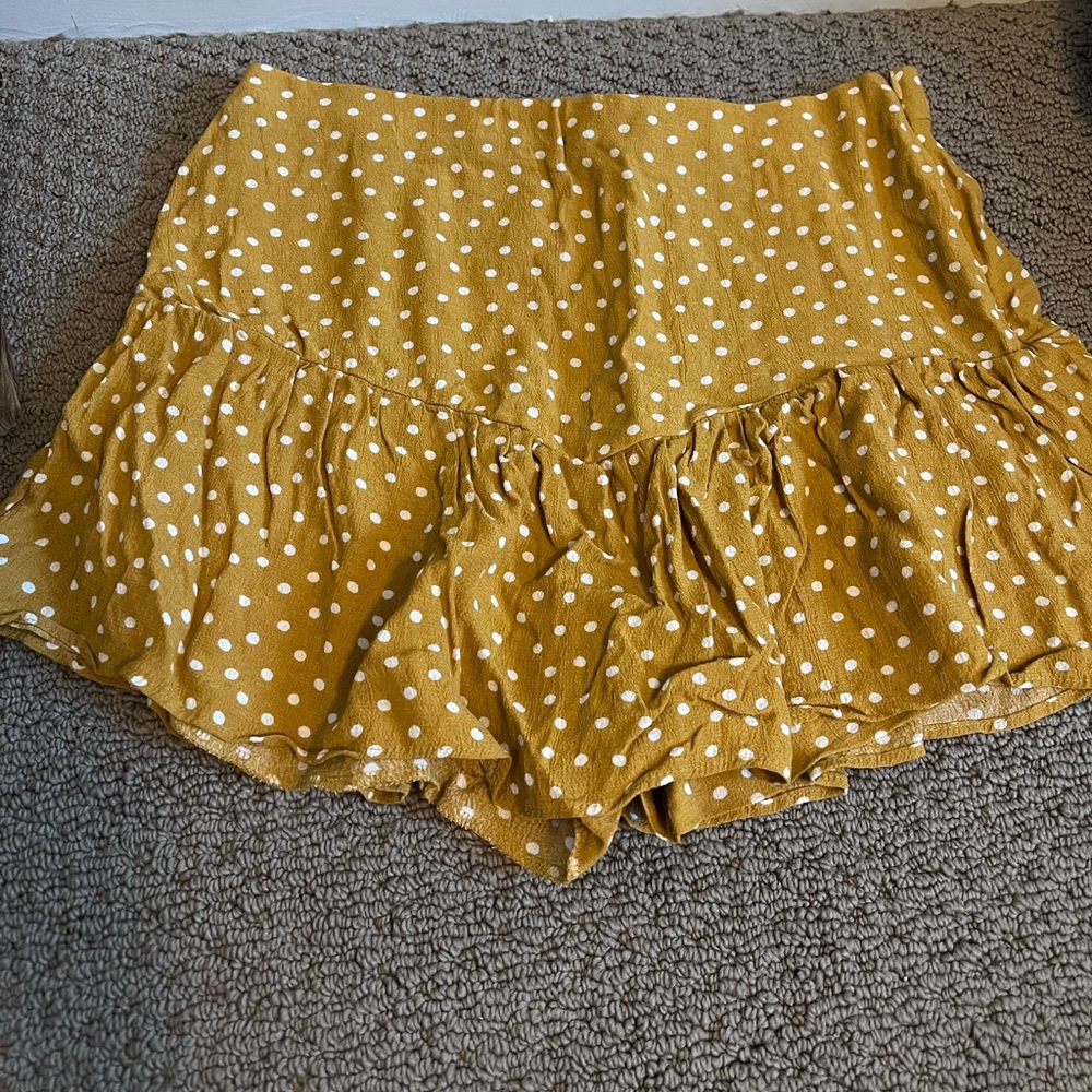 Zara Yellow Polk A Dot Skirt w/ Built in Shorts
